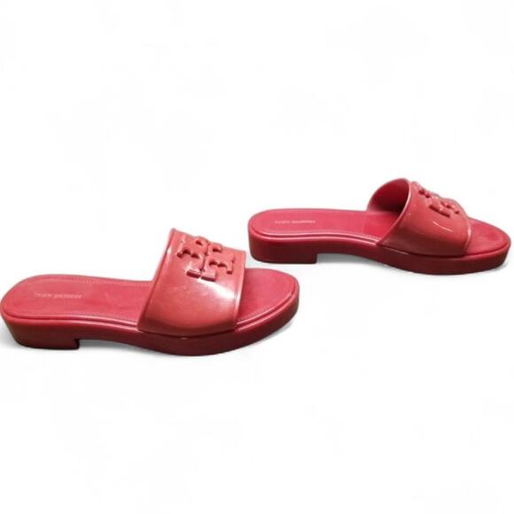 Tory Burch Eleanor Red Jelly Slides Minimalist Preppy Lux Glam 6 - Picture 3 of 7